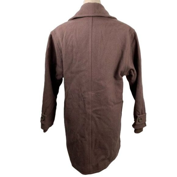 Vintage 80s Orvis Wool Pea Coat S Taupe Brown Quilted Lining Buttons Pockets - Picture 5 of 6